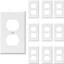 DEWENWILS Metal Duplex Receptacle Outlet Wall Plate, Electrical Outlet Covers Plates, Standard Size 1-Gang 4.50" x 2.76", UL Listed, Dual Electric Receptacle Plug Covers, Texture White, 10 Pack