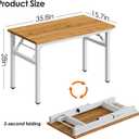 Need Office Computer Desk 35.8 Inch Sturdy Folding Laptop Table Teak | White Frame Writing Gaming Work Table/Foldable Home Office Desk/Sewing Table, No Assembly Required