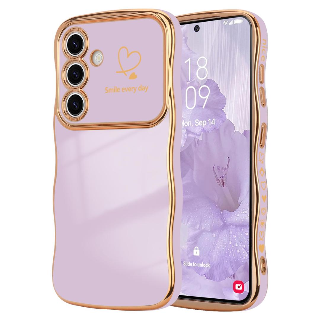LCHULLE for Samsung Galaxy S26 Case for Women Girls Cute Wave, Light Purple