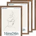 16x24 Frame - 4 Pack, Walnut Brown Wood Grain, Display 16x24 or 24x16 Photos, Posters and Puzzles, Picture Frame for Wall
