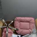 JOSTZHXIN Rolling Stool with Backrest, Home Office Rolling Stool Chair, Thickened Seat Cushion, Adjustable Height Swivel Chair for Nail Shop Salon Spa Massage Tattoo,Pink