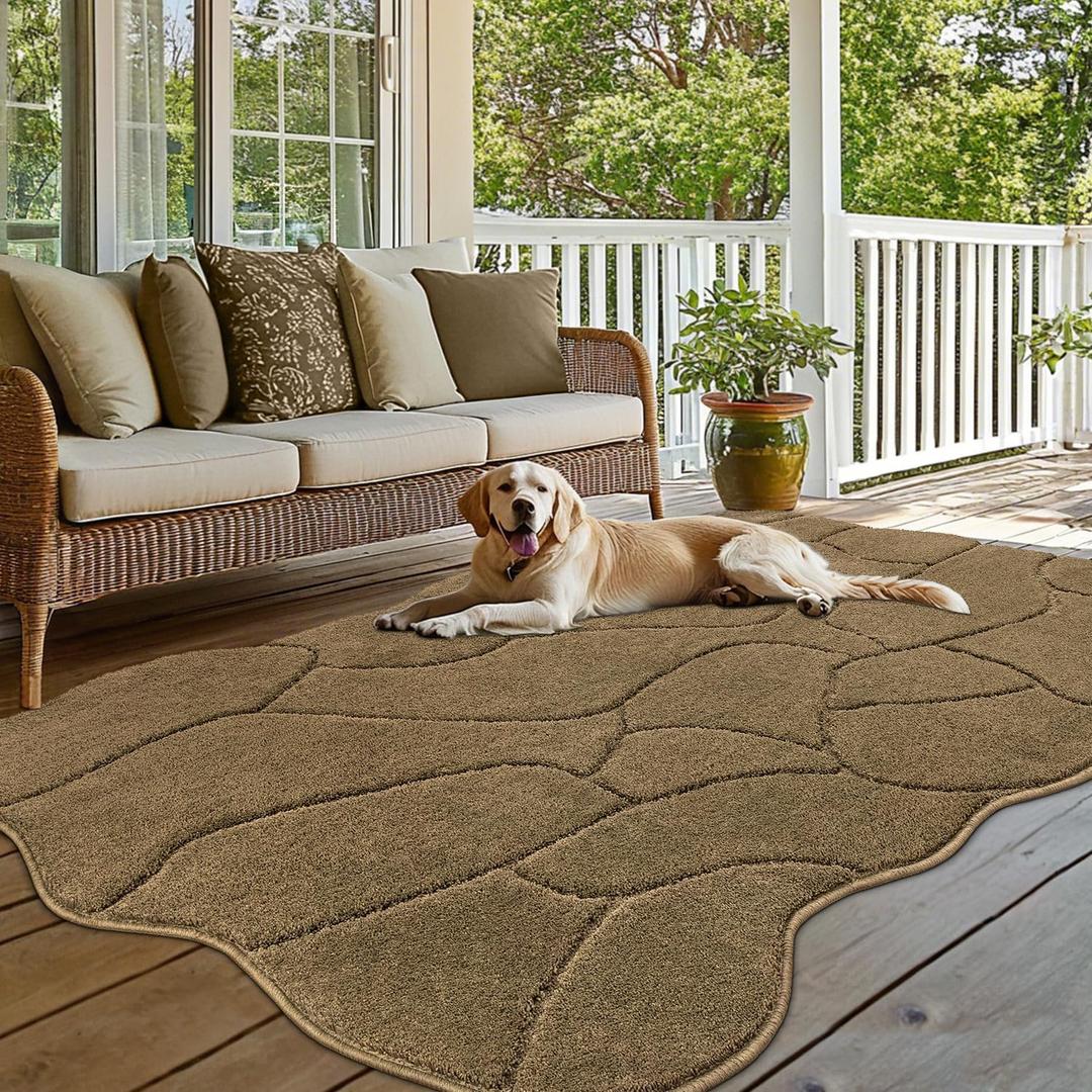 BSICPRO Extra Large Long Dog Mat for Muddy Paws, 71x47 Washable Microfiber Mud Trapper Rug for Entryway, Non-Slip Absorbent Mat for Dogs Pets (Beige)