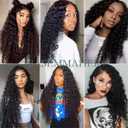 28 Inch Long Curly Deep Wave Lace Front Wigs Synthetic Artificial Human Hair Pre Plucked for Black Women Lace Front Wigs Natural Hairline Human Hair Water Wave Wigs Heat Resistant Wigs