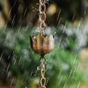 DUSVALLY Rain Chain, 5.85 FT Lotus Metal Rain Chain, Functional and Decorative Replacement for Gutter Downspouts, Divert Water and Home Display, Adjustable, Antique Brown (Flower Cup)