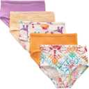 Burt's Bees Baby Girls' Underwear Set Breathable Organic Cotton Panties, Solids, Stripes and Prints Designs, Pack of 5 TagFree Comfort Briefs with Sizes for Toddler Girls  4-5 Years Old