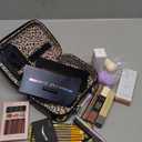 Latest Stylish Cosmetic Bag for Women | Toiletry Storage Pouch & Jewellery Organizer of PU Leather | Makeup Case with Compact Magnifying Mirror for Travel (20x14x8 cm, Black)