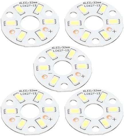 MECCANIXITY COB LED Light Chip Bead 3W 120lm 6000-6500K 32mm 9-11VDC Energy Saving Bulb for Spotlight Floodlight Replacement White 5Pcs