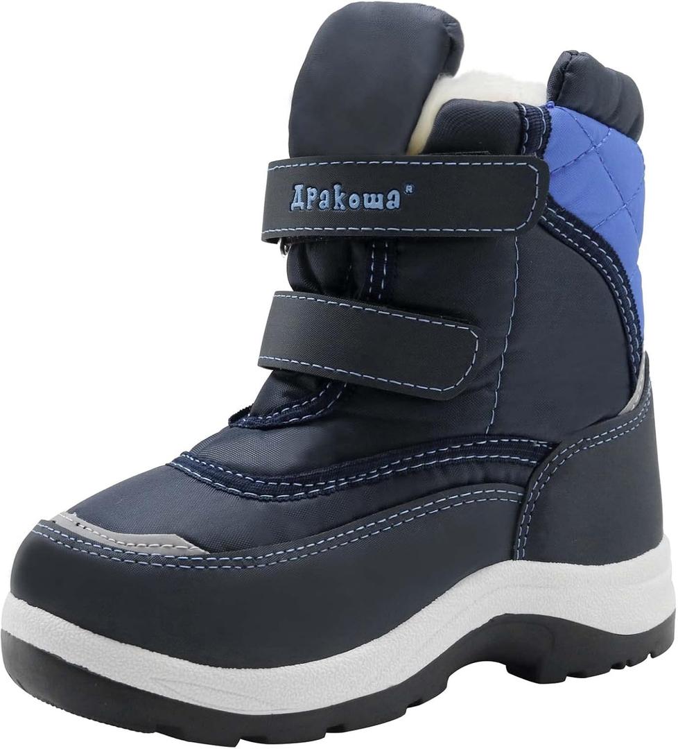 Apakowa Kid's Boys Girls Winter Snow Boots (Toddler/Little Kid) (12 Little Kid, Blue 2)