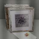 eletecpro 10x10 Picture Frames Set of 9 with Mat for 5x5 Photos or without Mat for 10x10, Square Gallery Wall Decor Collage for Picture Display, Distressed White Frame Set for Wall Hanging