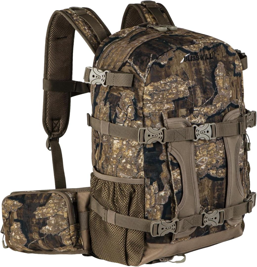 BLISSWILL Hunting Backpack Hunting Day Pack with rifle holder Hunting Gear Accessories gift for men(Rock Bark)