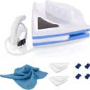 Double Sided Window Cleaner - Magnetic Window Glass Wiper Cleaning Tool for with Microfiber Cleaning Cloth (Blue) High-Rise Household Clean Windows Thickness 0.1''-0.3'' (Blue)