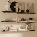 TEDIDUWA Rustic Wood Floating Shelves Set of 3, 48Inches Wood Rustic Farmhouse Wall Shelves, Easy-to-Install Hanging Shelves for Living Room, Kitchen, and Bathroom, 100bs Capacity. (Walnut, 3T48IN)