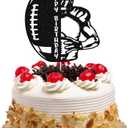 Football Happy Birthday Cake Topper Rugby Ball Bowl Cake Decor Super Touchdown Sport Theme Birthday Party Decorations Black Glitter