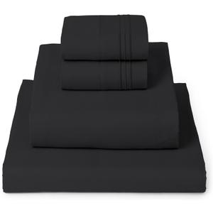 Mellanni California King Sheets Set - 4 PC Iconic Collection Bedding - Hotel Luxury, Extra Soft, Cooling Bed Sheets - Wrinkle, Fade, Stain Resistant (Cal King, Black)