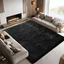 Area Rugs 10x14 Living Room, Shaggy Carpet Soft Plush Furry Bedside Rug Large Area Rugs for Bedroom Kids Girls Boys Home Decor Anti Slip(10 x 14, Black)