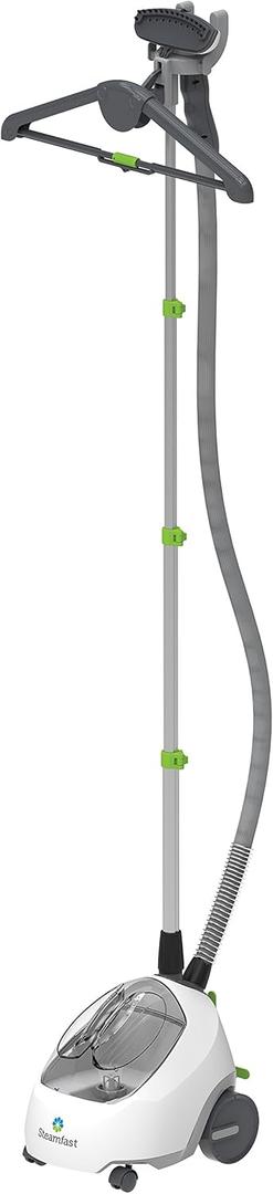 Steamfast SF-520 Full Size Fabric Steamer with Insulated Hose, Clothes Hanger, and Fabric Brush, Quick Heat-Up Time, 70-Ounce Water Tank, Chemical-Free Steam, Integrated Cord Wrap, White