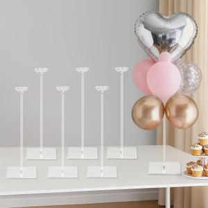 6 Pack Clear Acrylic Balloon Stand Kit, 15.75 Inch Reusable Balloon Sticks Holder With Base Perfect for Tabletop Centerpiece Party Event Decorations (15.75" 6 Pack)