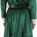ReneeCho Men Santa Candy Elf Christmas Costume, Long Coat, Large Green