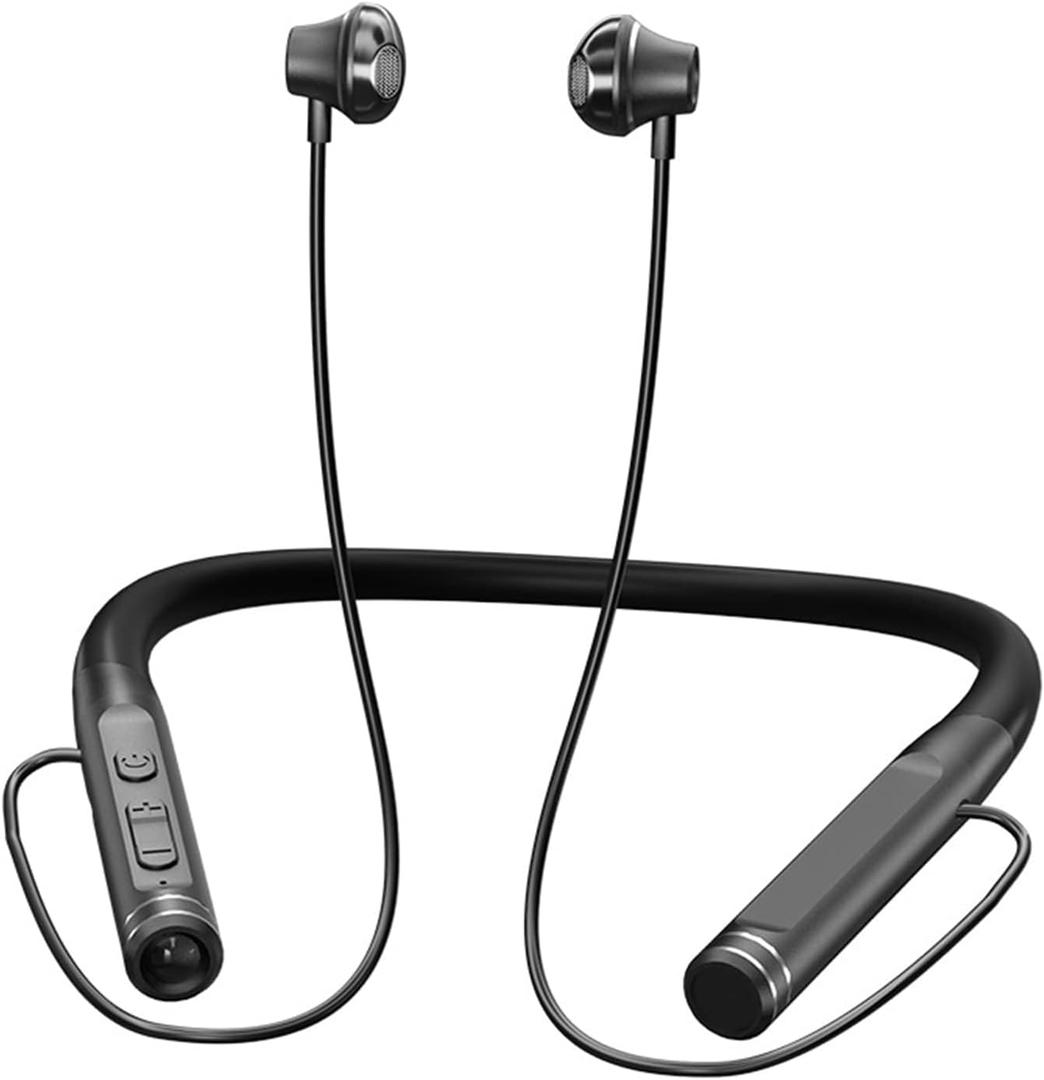 Neckband Bluetooth Headphones Wireless Earbuds with Microphone Flashlight Around the Neck Waterproof Sport Headset Noise Cancelling Ear Buds 120H Playtime for Running Cycling Cell Phone Android iOS (Blak)