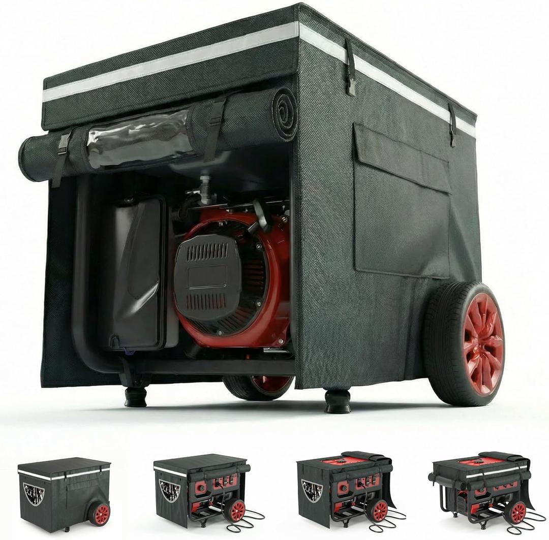 Generator Cover, Generator Covers While Running, 38 "L x 28" W x 27 "H Heavy Duty Waterproof Generator Cover for Outside, 900D+210 Double Layer Production, for 12000W+ Frame Type Generators,Black