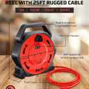 DEWENWILS Extension Cord Reel with 25 FT Power Cord, Hand Wind Retractable, 16/3 AWG SJTW, 4 Grounded Outlets, 13 Amp Circuit Breaker, Red, Red Cord, UL Listed