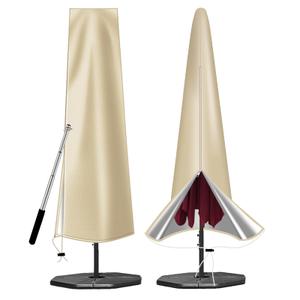 OKPOW Umbrella Cover 420D Oxford Fabric Patio Umbrella Covers Waterproof with Zip, for 9ft to 12ft Garden Outdoor Umbrella (Khaki)