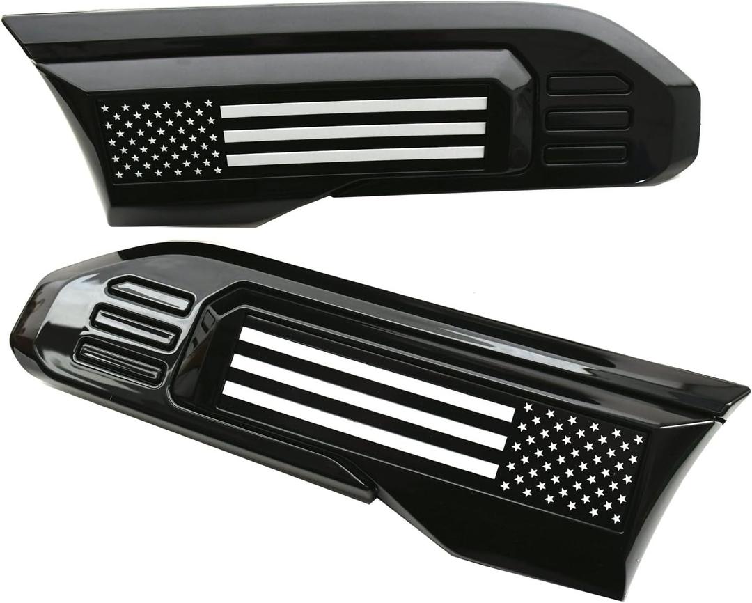 Pair Custom Vents 3D Badge Emblems 6.6L USA Flag Replacement for 2024-2025 2500HD 3500HD 6.6L Gas V8 Vents 86790678 (Black White Flag)
