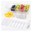 Ice Chilled Condiment Caddy with 5 Containers(2.5 cup), Condiment Server with Separate Lids, Serving Tray Platter with Removable Dishes for Bar Accessories, Fruit, Salad, Taco, Party Garnish