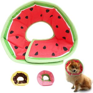 Soft Dog Cone, Lightweight Elizabethan Collar for Dogs, Adjustable Soft Cones for Dogs/Cats to Stop Licking After Surgery, Cute Watermelon Cone of Shame Alternatives for Pets (X-Small) (X-Small (Neck:5.5-7'' Puppy/Kitten))