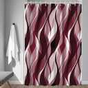 Burgundy Shower Curtain, Modern Abstract Ombre Burgundy Striped Shower Curtain Set for Bathroom Waterproof Shower Curtain with Hooks, 72x78 Inch