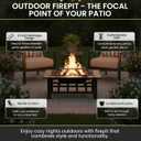Fire Pit Set, Wood Burning Pit -Includes Screen, Cover and Log Poker- Great for Outdoor and Patio, 37 Marble Tile Rectangular Firepit by Pure Garden