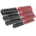 SUNBABA 8-Piece Magnetic Socket Organizer Set,1/2", 1/4" and 3/8" SAE & Metric Deep & Shallow Socket Holder Kit, Socket Trays, holds 197Pcs Sockets (sockets not included)