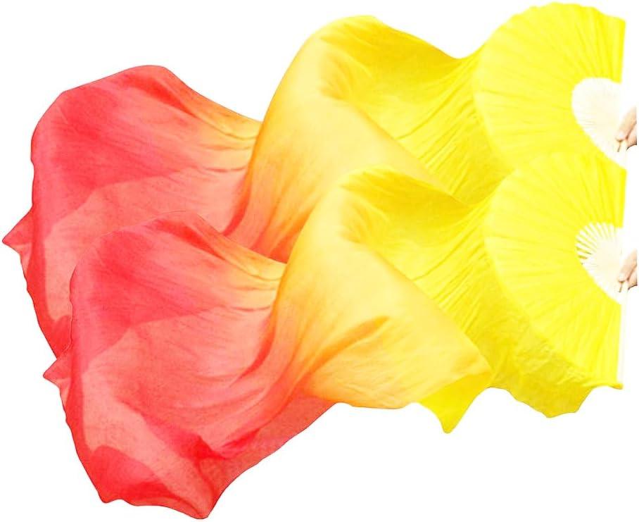 1 Pair Belly Dance Silk Fans, Chinese Dance Fan Veil, 180cm Length Dancing Fan, Props Silk-Fan, Silk Belly Fan Veil, Dancer Practice Long Imitation Dance, Gifts for Dancers