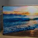 MHARTK66 Large Canvas Wall Art For Living Room Wood Framed Wall Decor For Bedroom Blue Beach Seascape Wall Paintings Modern Office Decorations Home Decor Poster Artwork Ready to Hang Wall Pictures (60"L x 30"W)