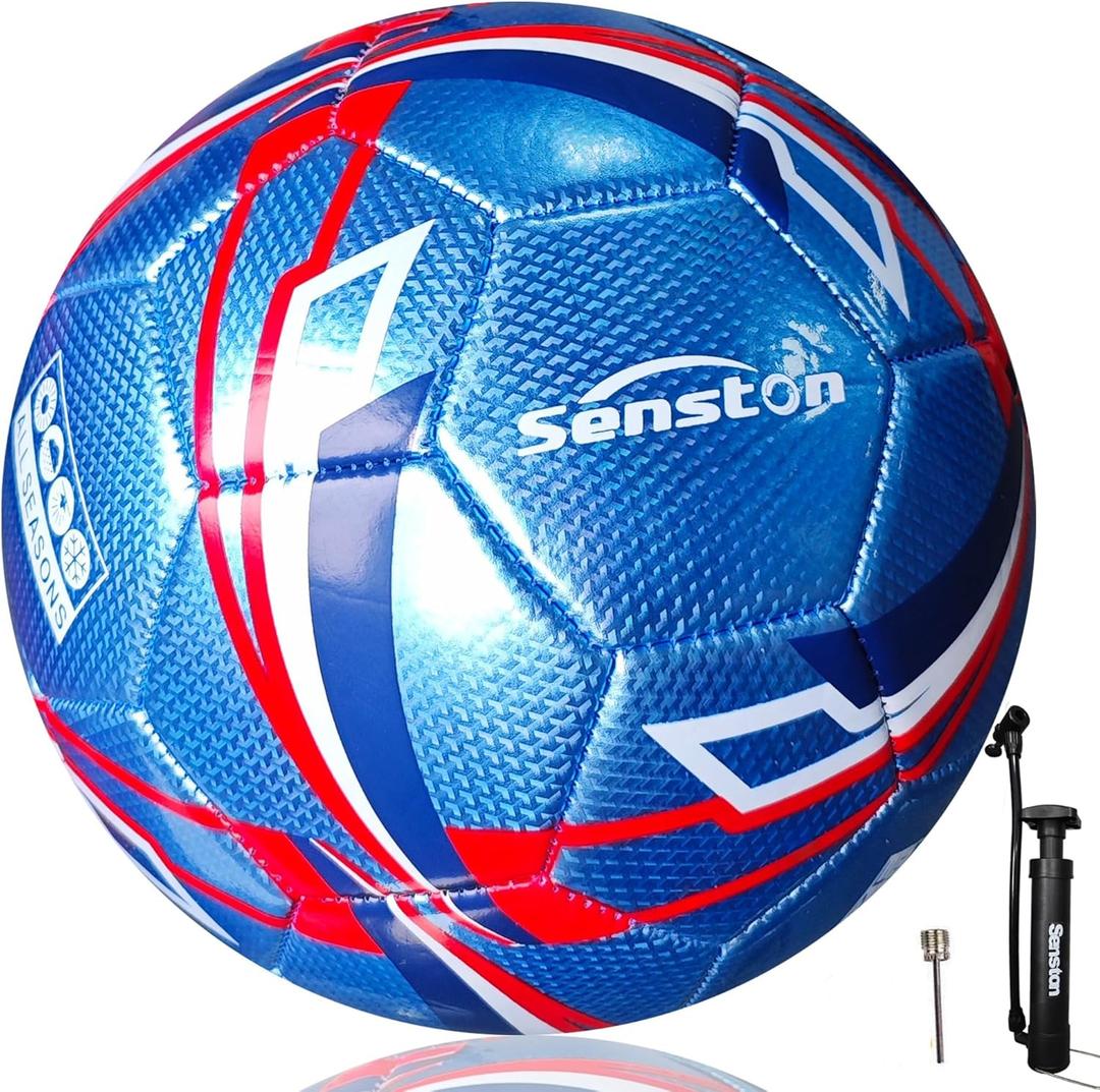 Senston Soccer Ball Size 3 & Size 4 & Size 5 for Kids and Adult Official Match Training Soccer Ball with Pump (Blue)