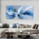 Blue White and Gray Abstract Canvas Wall Art for Living Room Framed Large Print Picture Painting Wall Decor for Bedroom Office Modern Home Abstract Wall Decorations Artwork Size 24x48 Ready to Hang