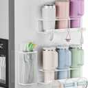 Magnetic Cup Holder For Stanley 20/30/40oz - 2 Pack Tumbler Organizer for Stanley - Water Bottle Organizer for Fridge with Straw Basket & 6 Hooks for Tumbler Cup Lids Accessories Organization White