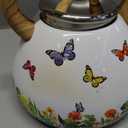 Tea Kettle, Toptier Teapot Whistling Kettle with Wood Pattern Handle Loud Whistle, Food Grade Stainless Steel Tea Pot for Stovetops Induction Water Kettle, 2.7-Quart Butterfly