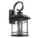 Emliviar Outdoor Wall Lantern Fixture with E26 Base, Large 21.9 Inch Exterior Wall Light with Seeded Glass, Black Finish, 2084B-L BK