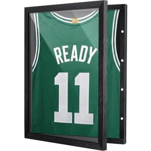 1 Pack T Shirt Display Frame, 15.7" x 19.6“ Black Imitation Wood T Shirt Frame with 98% UV Protection Acrylic, 1" Depth of Usable Space Shadow Box, Display Case for Shirts, Memorabilia, Jerseys