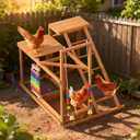 Chicken Perch with Swing, Chicken Roosting Bars, Wood Toy for 3-4 Birds