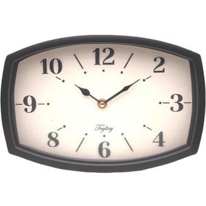 Wall Clock Black Retro Rectangular Clock Metal Wall Clocks Battery Operated Old Design Style for Kitchen, Living Room or Office Small Black Rectangle