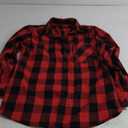 Esabel.C Flannel Shirts for Women Long Sleeve Button Down Plaid Fall Shirt Casual Work Tops,Red/Black,M