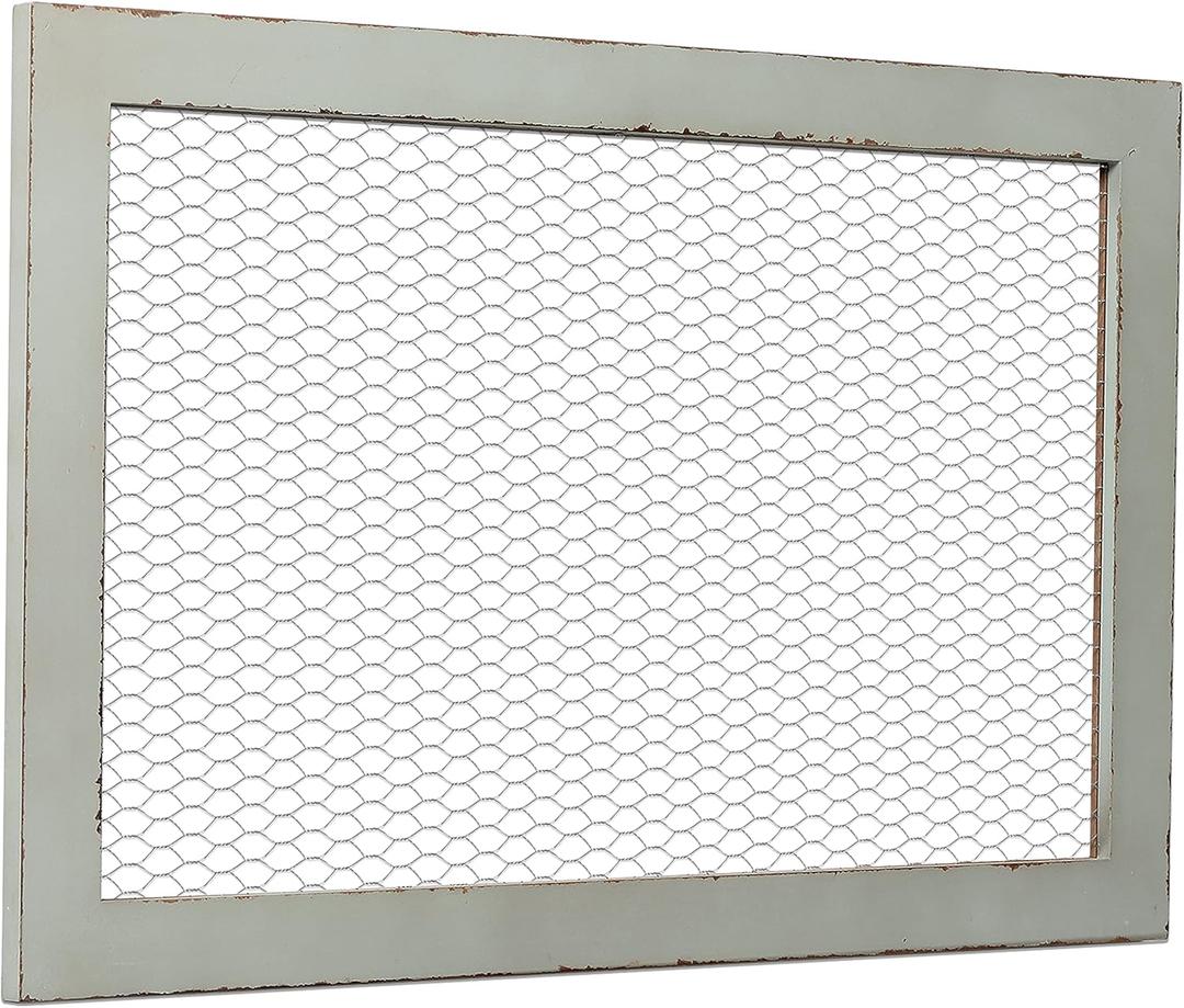 SOFE Chicken Wire Frame Bulletin Boards, Rustic Grid Wall Panels for Jewelry Earring Organizer, Decorative Notice Memo Board or Vision Board, Hanging Photo Display Board for Home Office Classroom (Grey)
