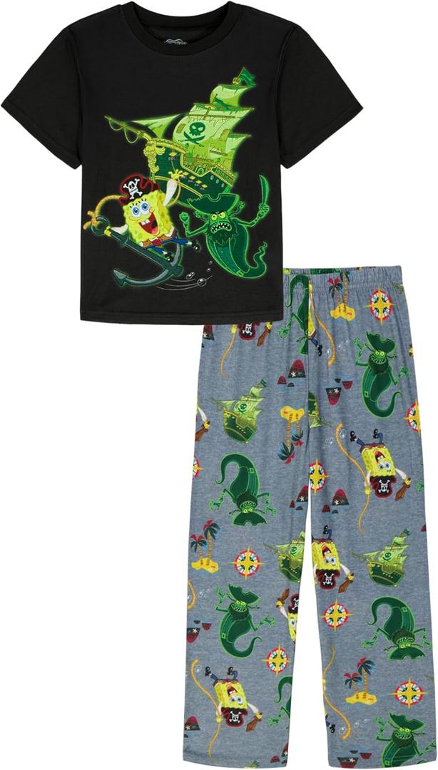 Nickelodeon Boys' Spongebob Squarepants Movie 2-piece Loose-fit Pajama Set, Soft & Comfortable (8)