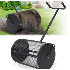 PoPoHoser Peat Moss Spreader, Compost Spreader with Adjustable U-Shaped Handle, 16 inch Heavy Duty Metal Fertilizer Spreader Roller for Lawn Top Soil, Top Dressing, Seedling, Mulch, Manure PoPoHoser Peat Moss Spreader, Compost Spreader with Adjustable U-Shaped Handle, 16 inch Heavy Duty Metal Fertilizer Spreader Roller for Lawn Top Soil, Top Dressing, Seedling, Mulch, Manure
