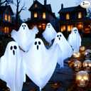 3Pack Halloween Solar Pathway Lights Ghost Stake Lights, Solar Powered Outdoor Decor for Yard, Lawn, Party & Halloween Decoration