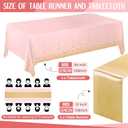 Breling 8 Pack Pink and Gold Disposable Plastic Tablecloths and Satin Table Runner Set, 54 x 108 Inch Tablecloth, 12 x 108 Inch Table Runners for Wedding Graduation Birthday Baby Shower