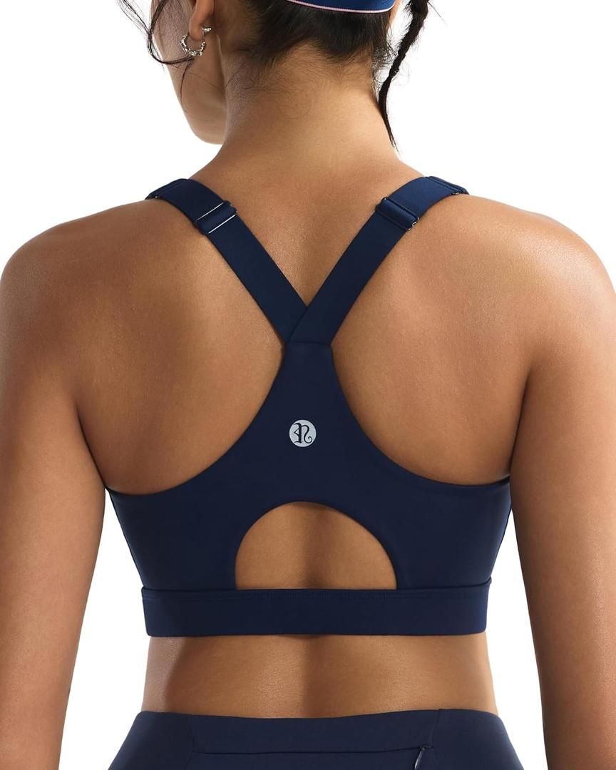 RUNNING GIRL High Impact Sports Bras for Women, High Support Running Adjustable Sports Bra Molded Cup Strappy (X-Large, Dark Blue)