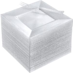DaYammi 100 Pcs Plastic Dessert Plates 6" with 100 Pcs Plastic Forks 5.7"- Silver Glitter Disposable Square Plate Fancy Salad Plate Appetizer Plates and Silver Forks Combo Bulk Set for Wedding Party